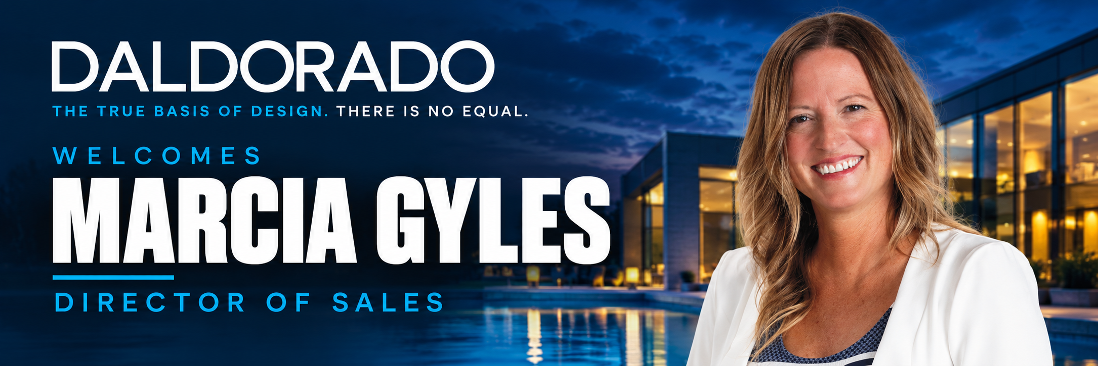 Daldorado welcomes Marcia Gyles as Director of Sales with professional headshot and modern architectural background