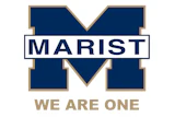 Marist College logo featuring navy M with gold trim, 'MARIST' text, and 'We Are One' tagline