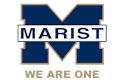 Marist College logo featuring navy M with gold trim, 'MARIST' text, and 'We Are One' tagline