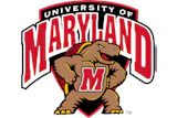 University of Maryland Testudo mascot logo featuring a brown terrapin with red shell and gold accents holding an M shield