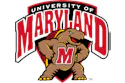 University of Maryland Testudo mascot logo featuring a brown terrapin with red shell and gold accents holding an M shield