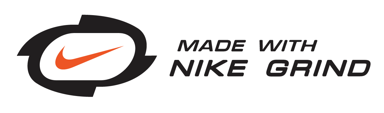 Nike Grind logo featuring swoosh symbol in black badge with italic text