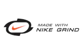 Nike Grind logo featuring swoosh symbol in black badge with italic text