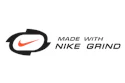 Nike Grind logo featuring swoosh symbol in black badge with italic text
