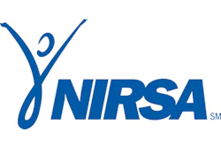 NIRSA logo featuring blue stylized checkmark symbol with bold sans-serif text