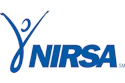 NIRSA logo featuring blue stylized Y symbol with checkmark and bold sans-serif text