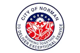 City of Norman official seal featuring red floral design with 'Working Together Delivering Exceptional Service' motto