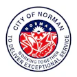 City of Norman official seal featuring red floral design with 'Working Together Delivering Exceptional Service' motto