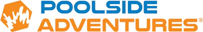 Poolside Adventures logo with orange crown icon and blue and orange text
