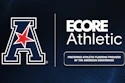 American Athletic Conference logo with red star and ECORE Athletic branding as preferred flooring provider