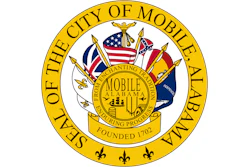 City of Mobile, Alabama official seal featuring flags, ship, and fleur-de-lis symbols, founded 1702