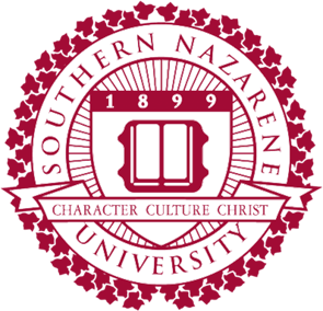 Southern Nazarene University seal featuring maroon and white circular design with open book symbol and 1899 founding date