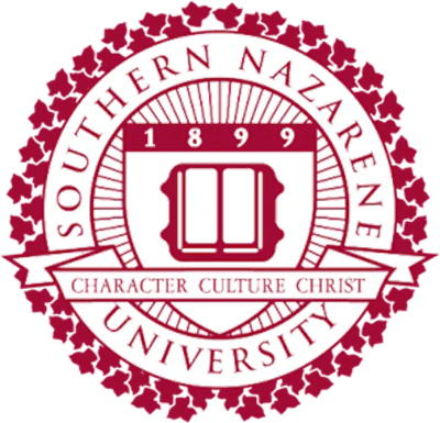 Southern Nazarene University seal featuring maroon and white circular design with open book symbol and 1899 founding date