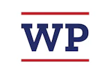 WP logo with navy blue letters and red horizontal accent bars